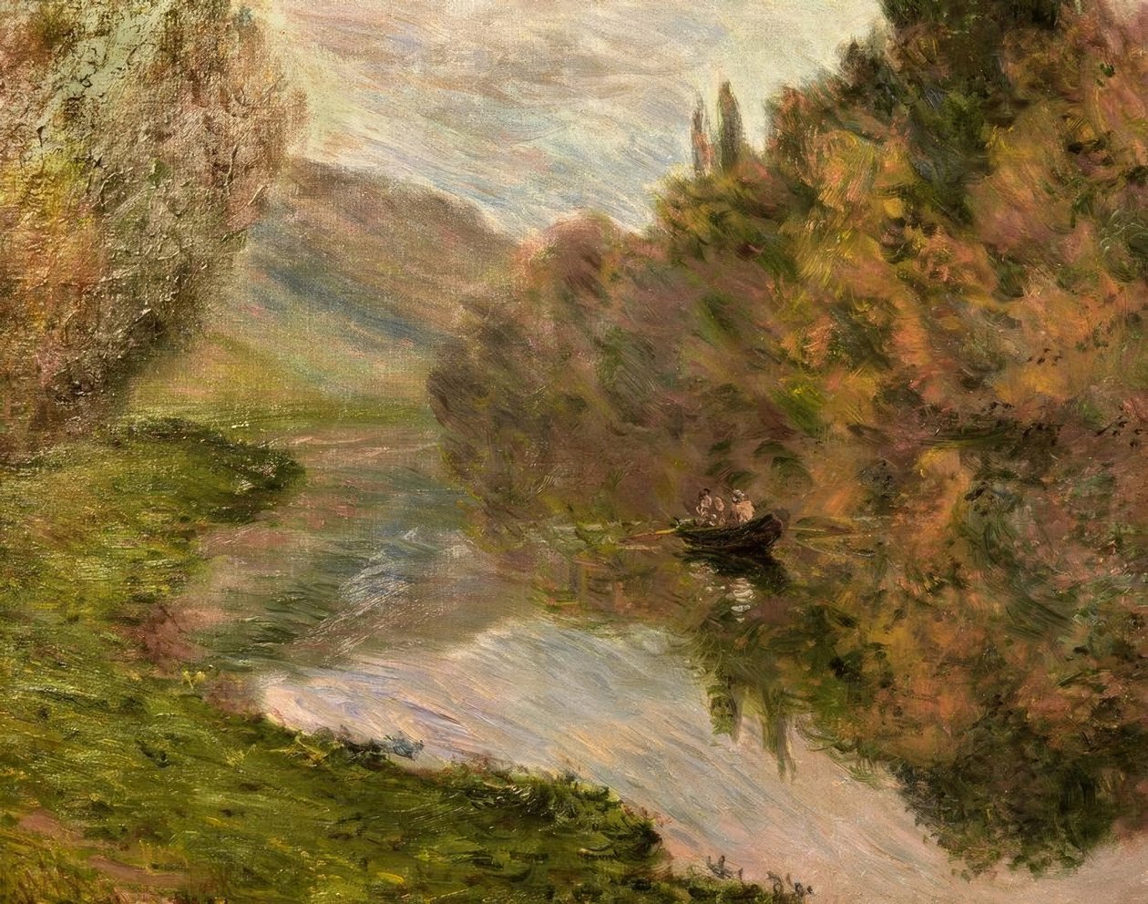 Barca en el Sena en Jeufosse de Claude Monet