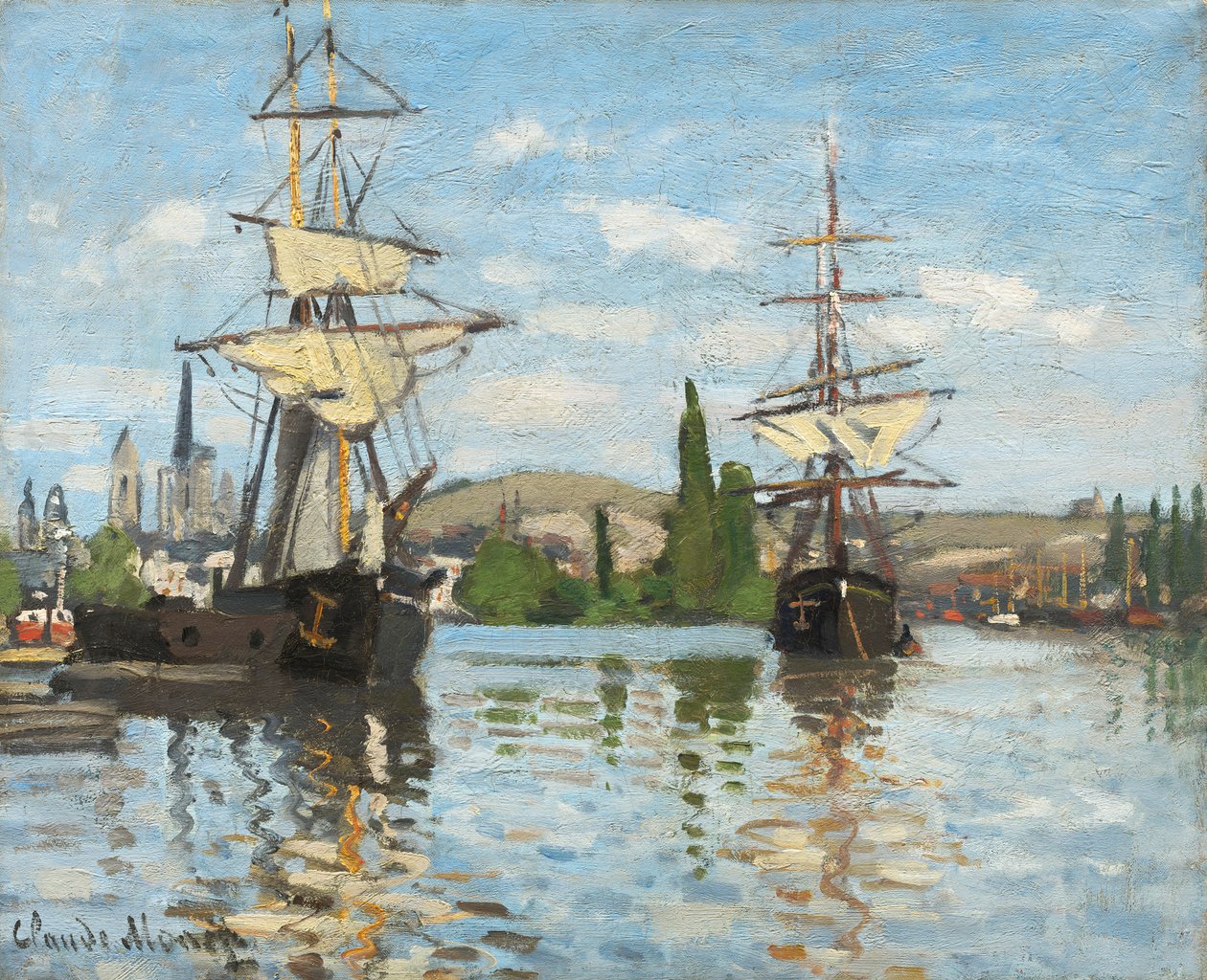 Barcos en el Sena en Ruan, 1872-73 de Claude Monet