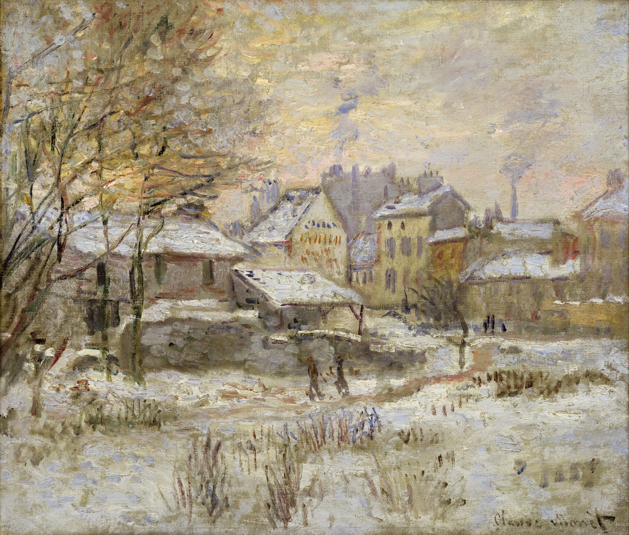 Efecto de nieve con sol poniente, 1875 de Claude Monet