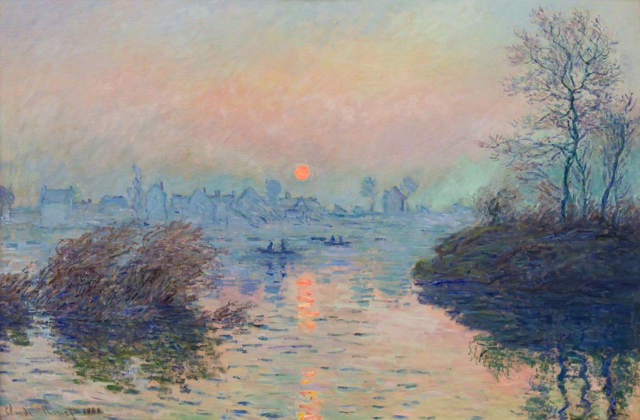Puesta de sol sobre el Sena en Lavacourt, efecto de invierno de Claude Monet