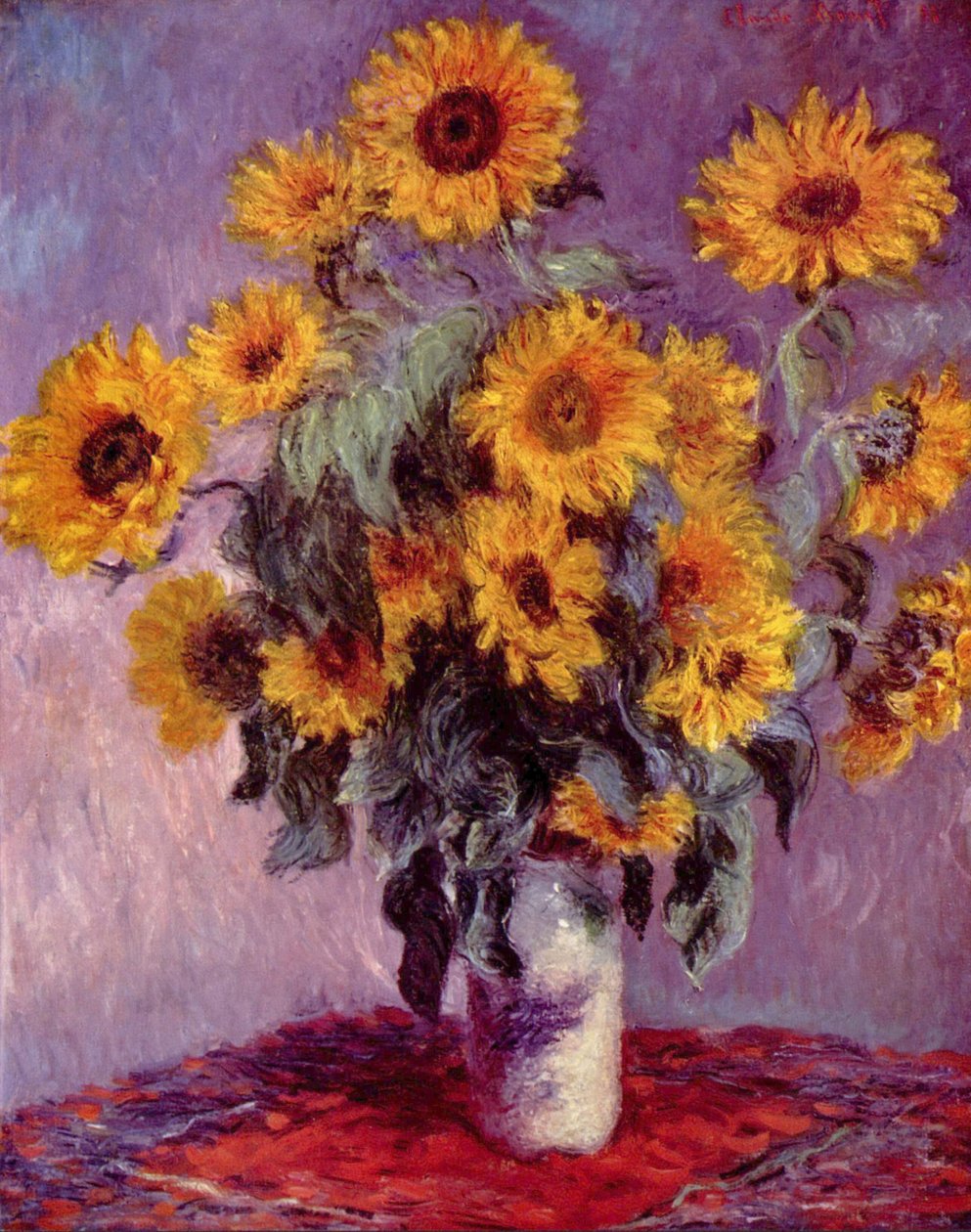 Naturaleza muerta con girasoles de Claude Monet