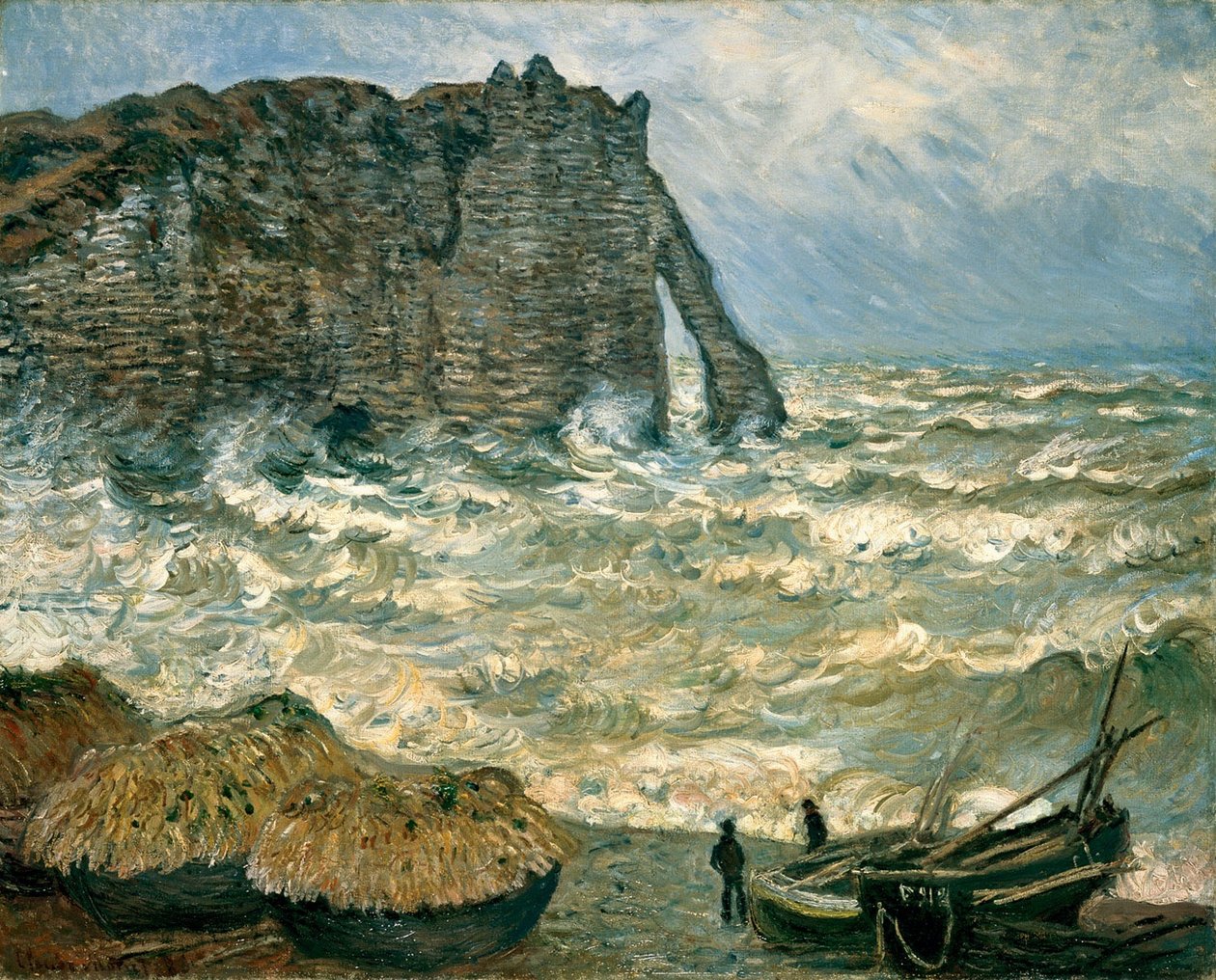 Mar tormentoso en Étretat de Claude Monet