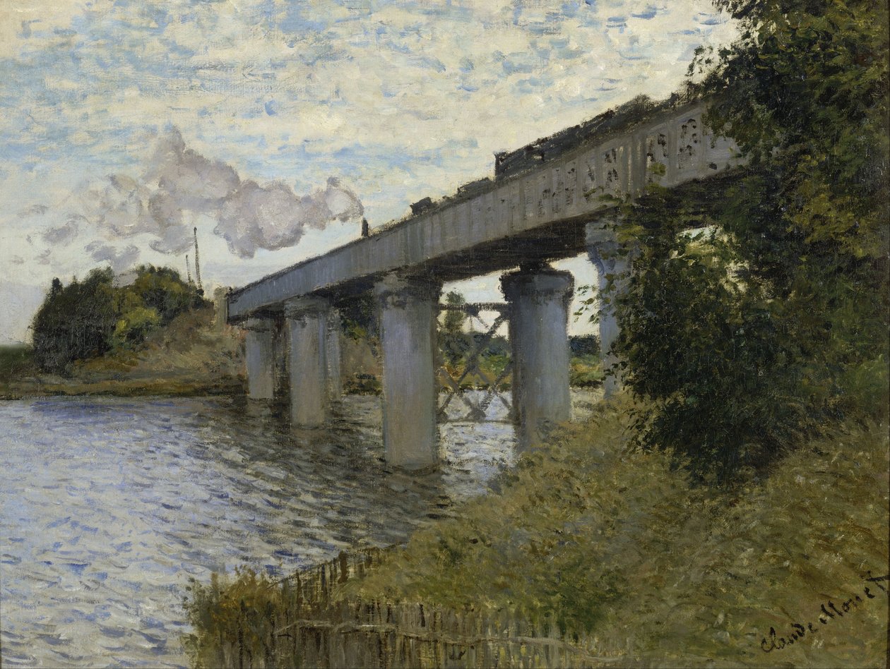 El puente ferroviario en Argenteuil de Claude Monet