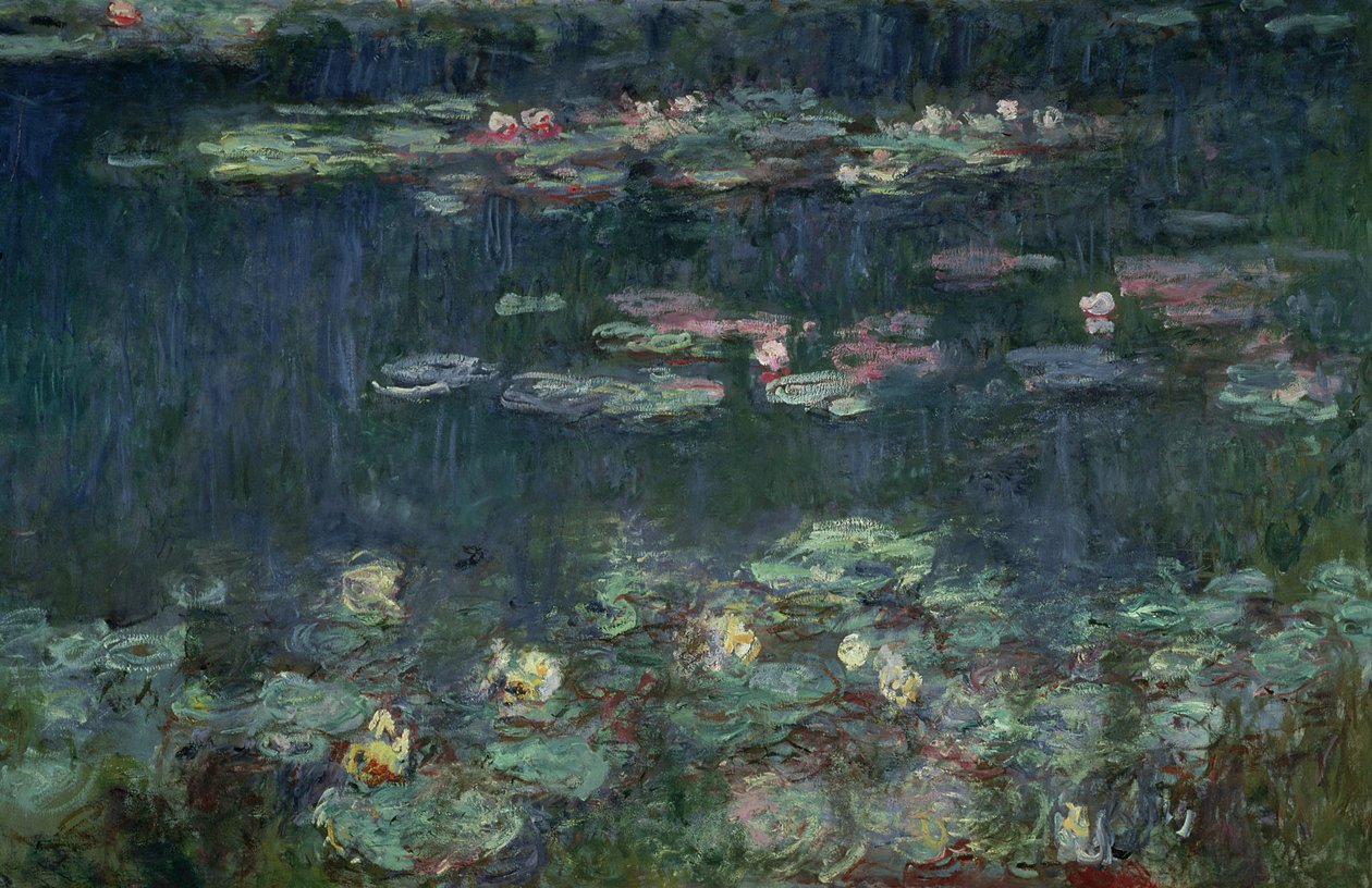 Nenúfares: Reflejos verdes, 1914-18 (sección derecha) de Claude Monet