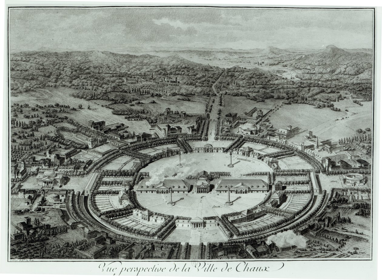 Vista Perspectiva de la Ciudad de Chaux, c. 1804 de Claude Nicolas Ledoux