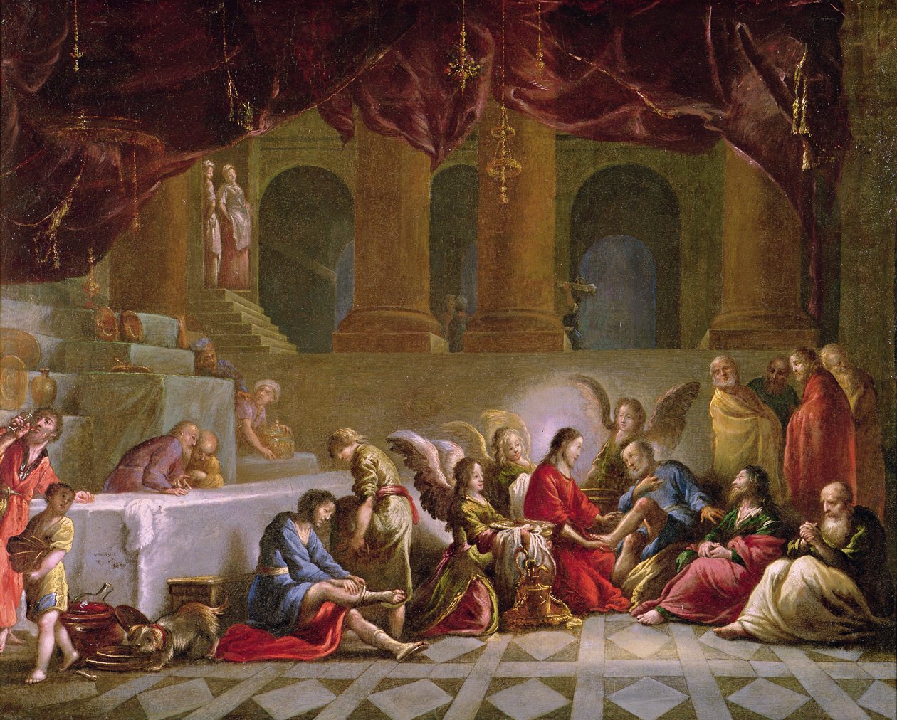 Jesús lavando los pies de los discípulos de Claude Vignon