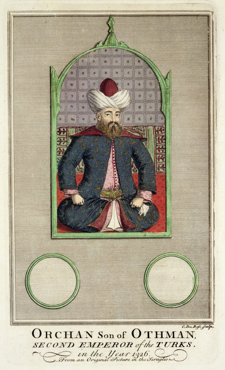 Orkhan (c.1288-c.1362) hijo de Osman, Segundo Emperador de los Turcos en el año 1326, de una imagen original en el serrallo de Claude du Bose