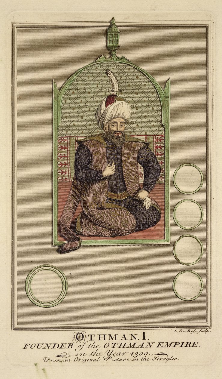 Osman I (1259-1326) fundador del Imperio Otomano en el año 1300, de una imagen original en el serrallo de Claude du Bose