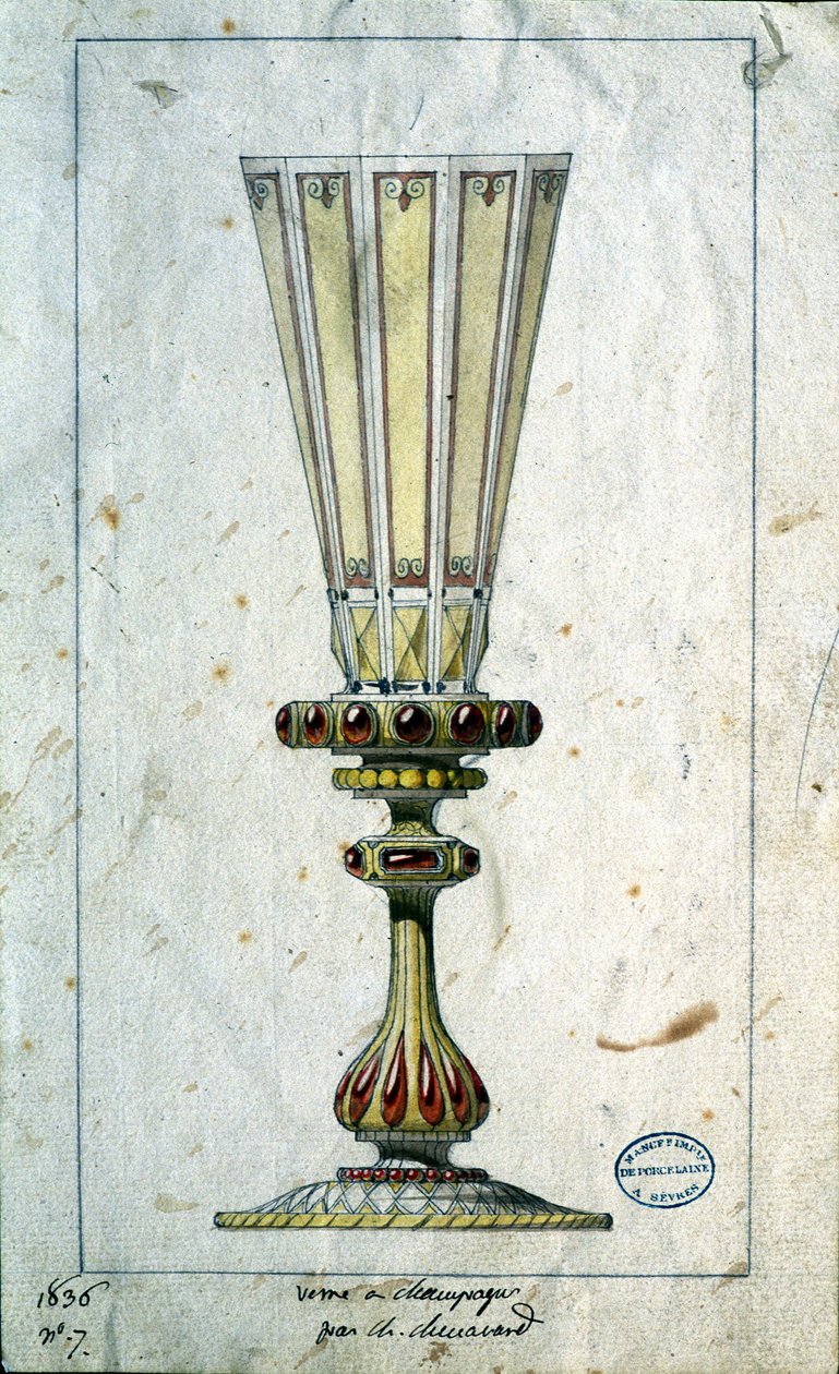 Decoración para copas de champán, dibujo en acuarela, Claude-Aymé Chenavard de Claude Amie Chenavard