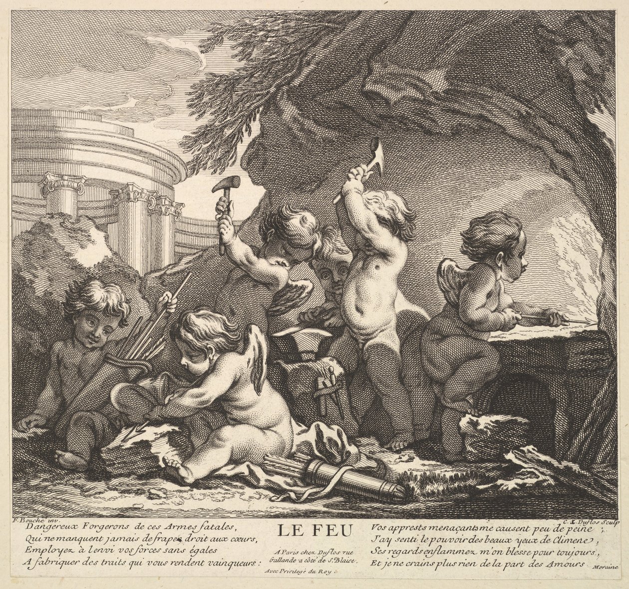 Fuego, siglo XVIII de Claude Augustin Duflos
