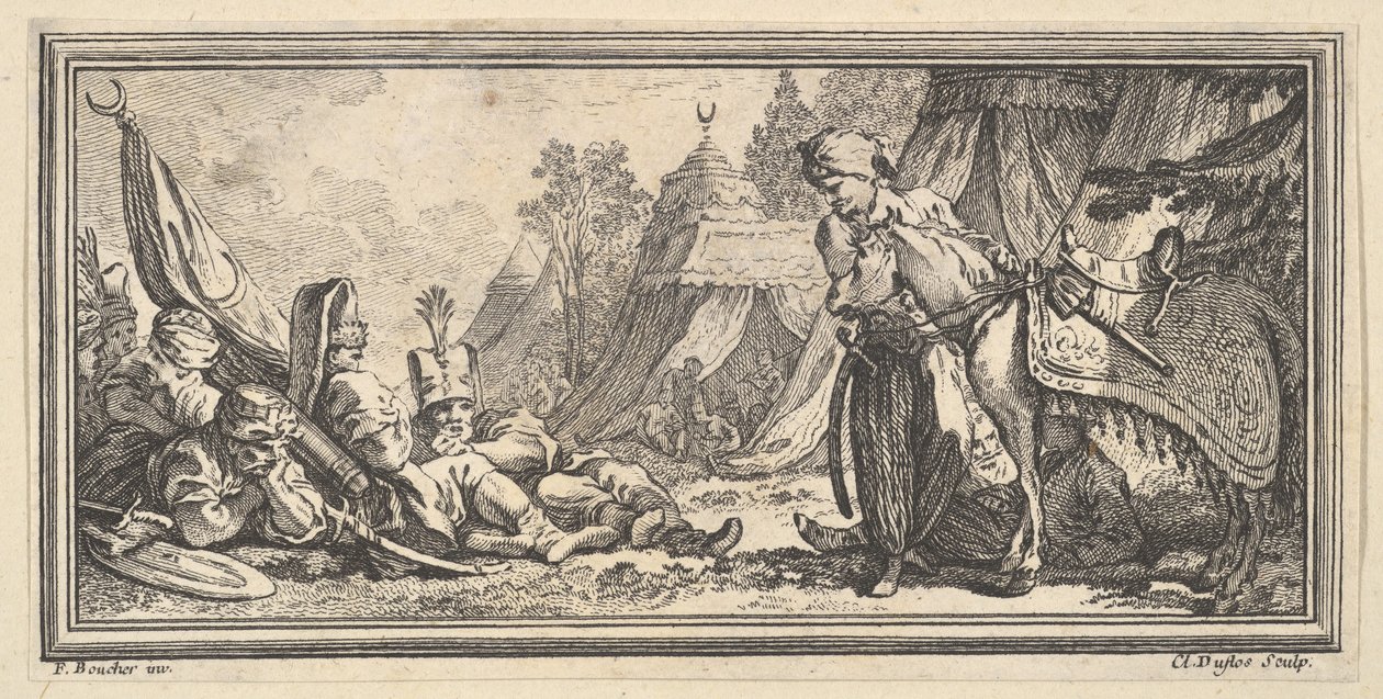 Soldados turcos descansando de Claude Augustin Duflos