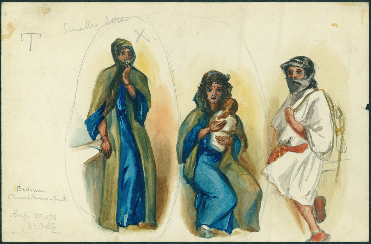 Carboneros beduinos, Monte Carmelo, cerca de Haifa, 1873 de Claude Conder