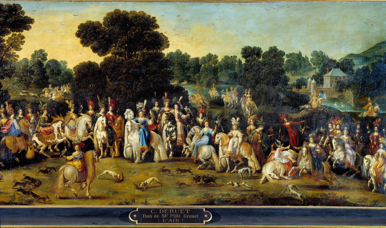 Los cuatro elementos: Aire. Escena de caza en el parque de un castillo. (detalle). Pintura de Claude Deruet (1588-1662) 1641 de Claude Deruet