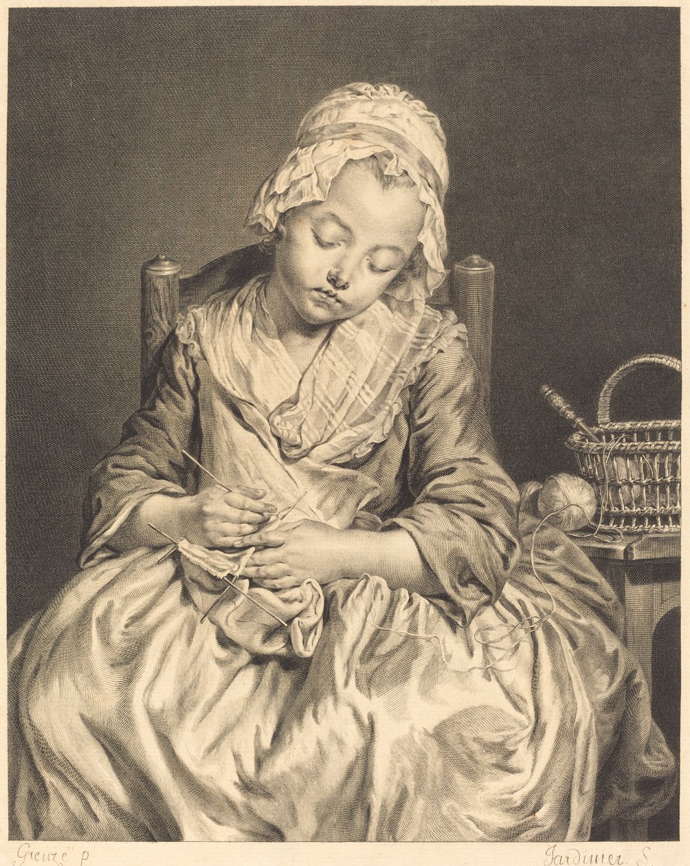 La Tejedora Dormida de Claude Donat Jardinier after Jean Baptiste Greuze