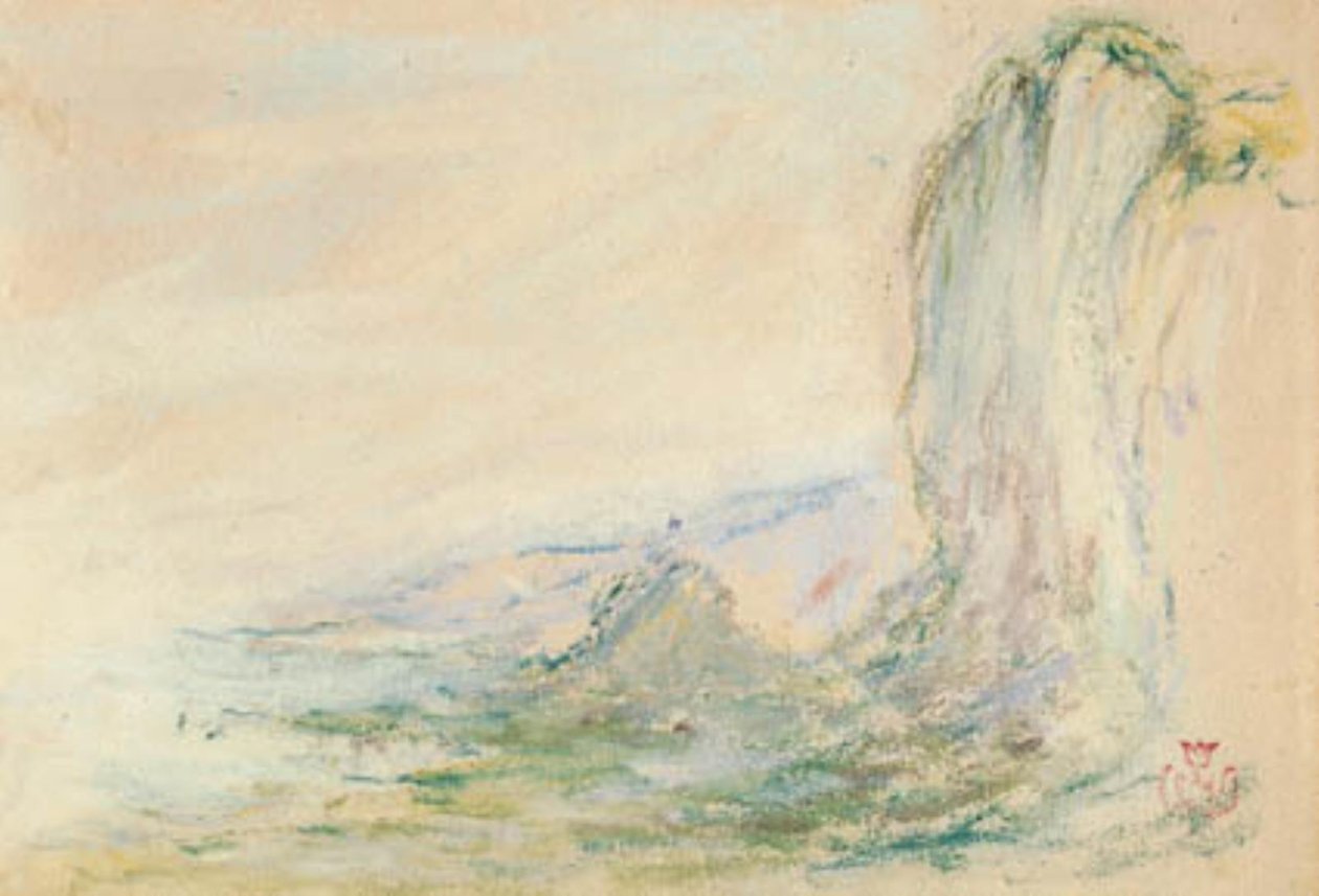 Los acantilados en Étretat durante la marea baja de Claude Emile Schuffenecker