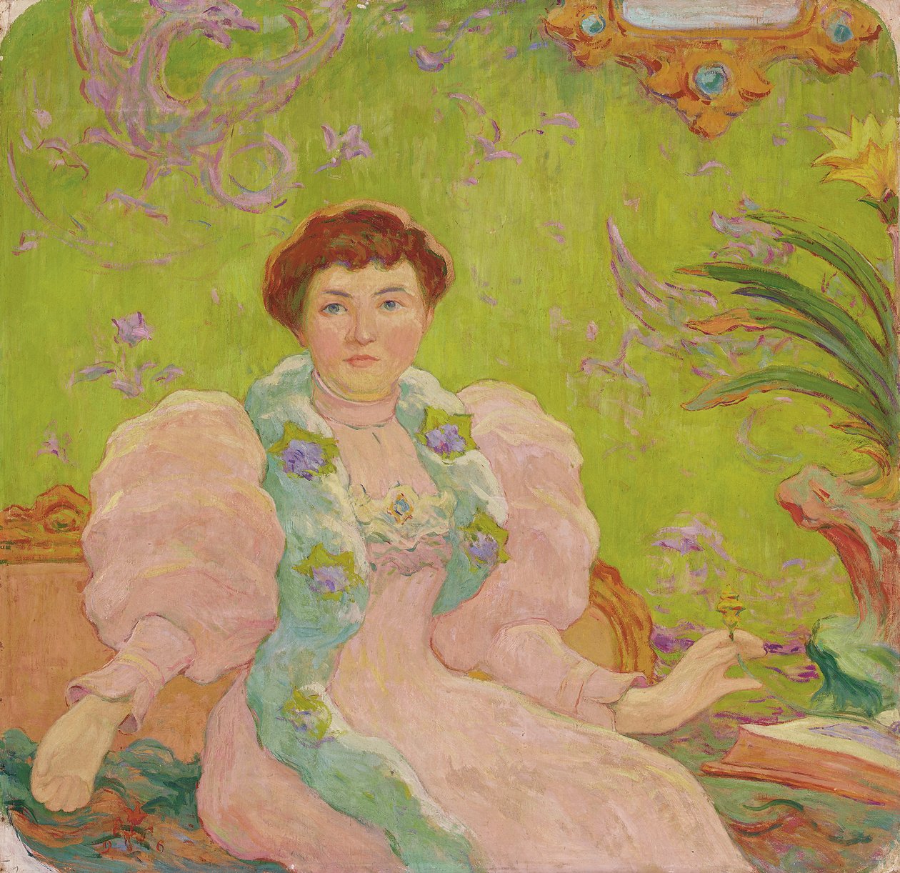 Joven Mujer con Vestido Rosa de Claude Emile Schuffenecker