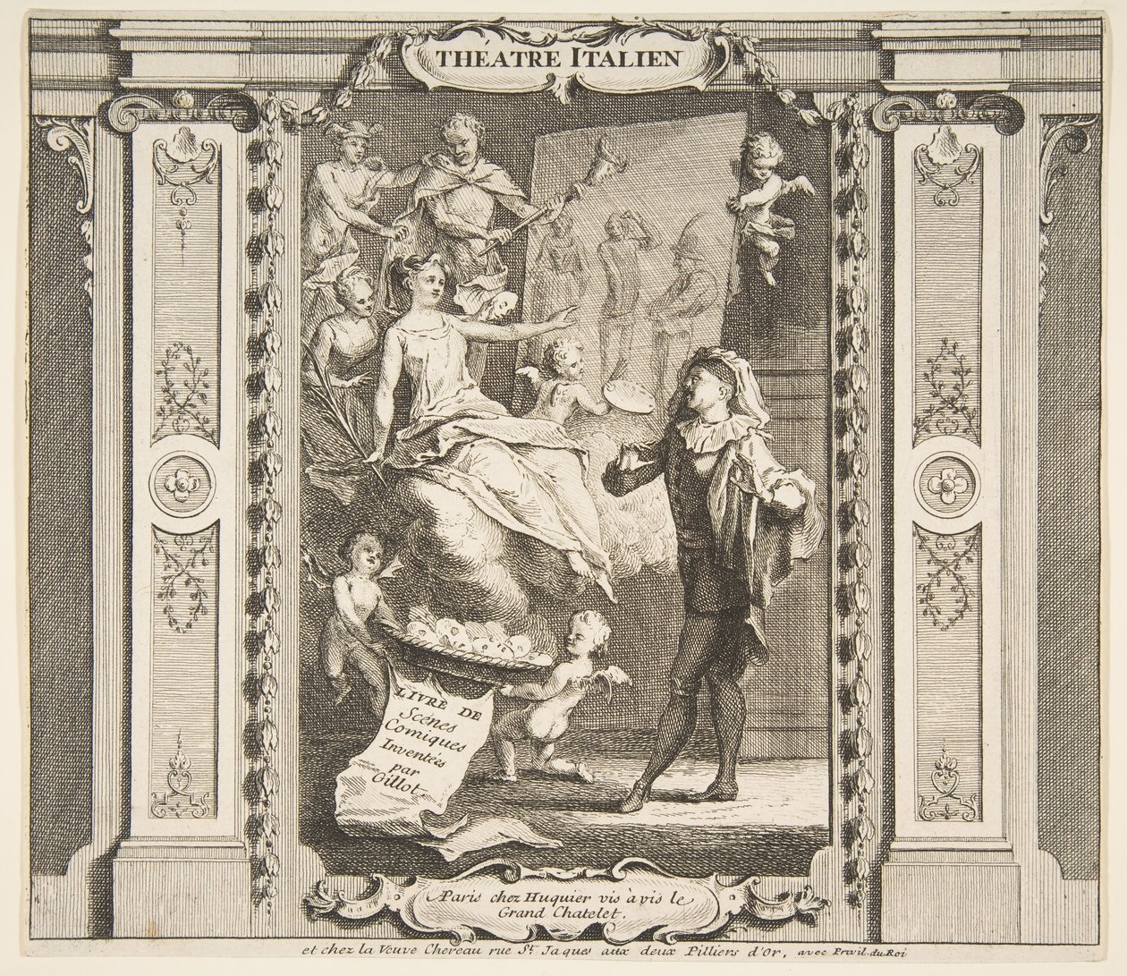 Frontispicio para Teatro Italiano, n.d. de Claude Gillot, Jacques Gabriel Huquier