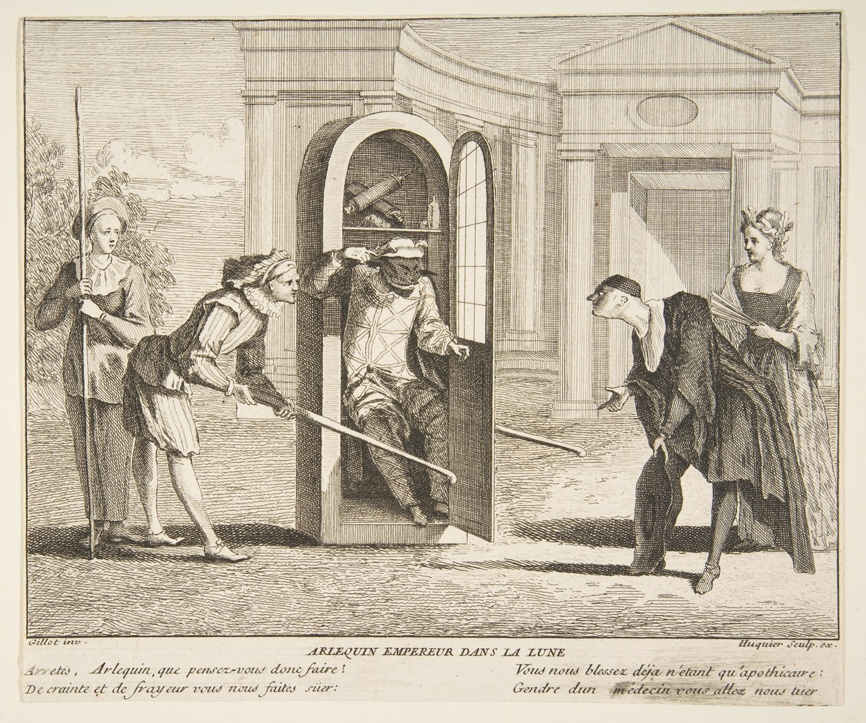 Arlequín, Emperador en la Luna de Claude Gillot, Jacques Gabriel Huquier