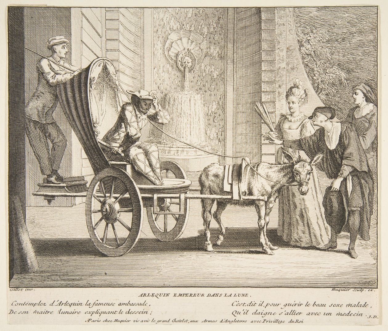 Arlequín, Emperador en la Luna de Claude Gillot, Jacques Gabriel Huquier