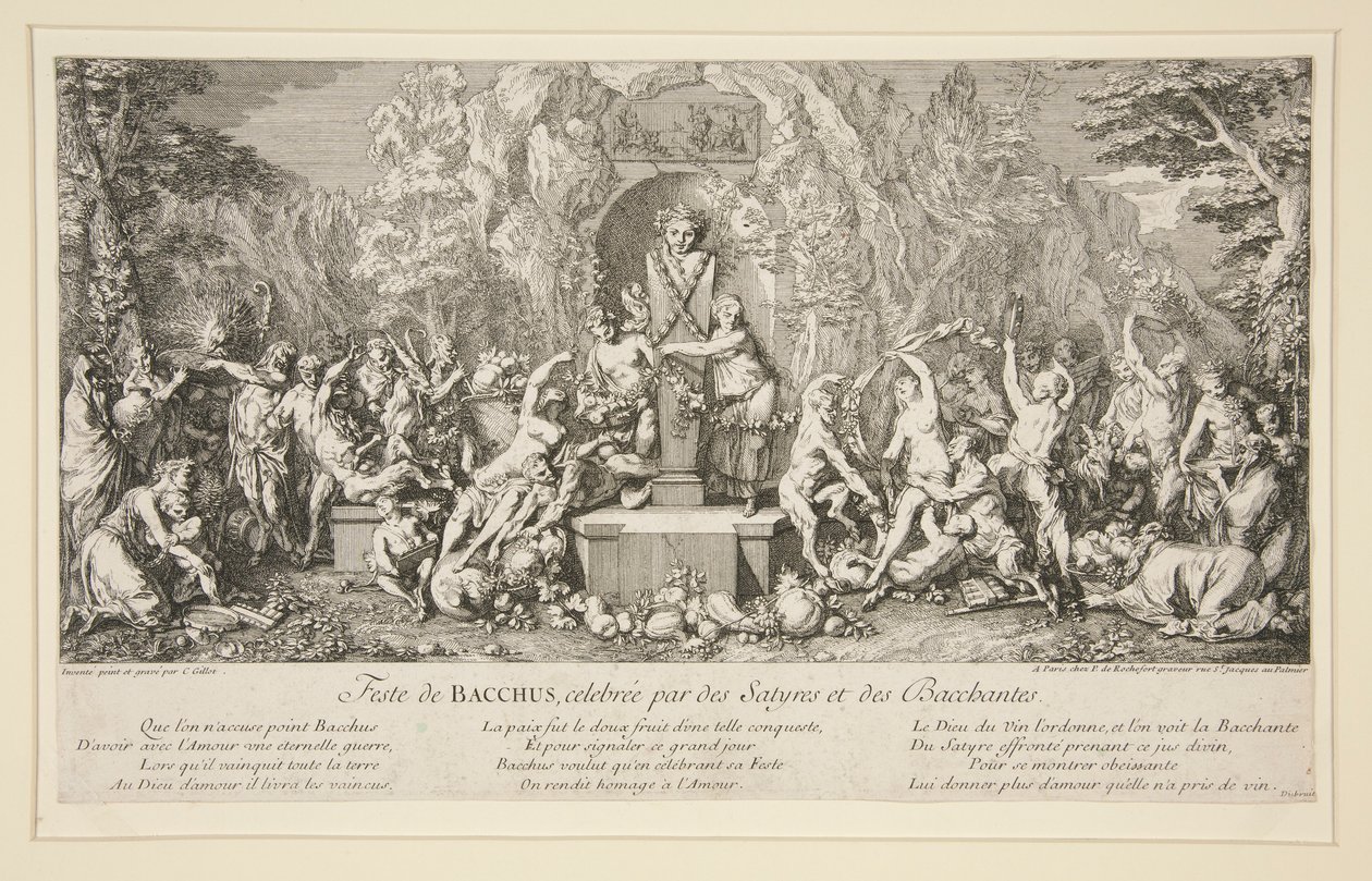 Fiesta de BACO, celebrada por Sátiros y Bacantes de Claude Gillot
