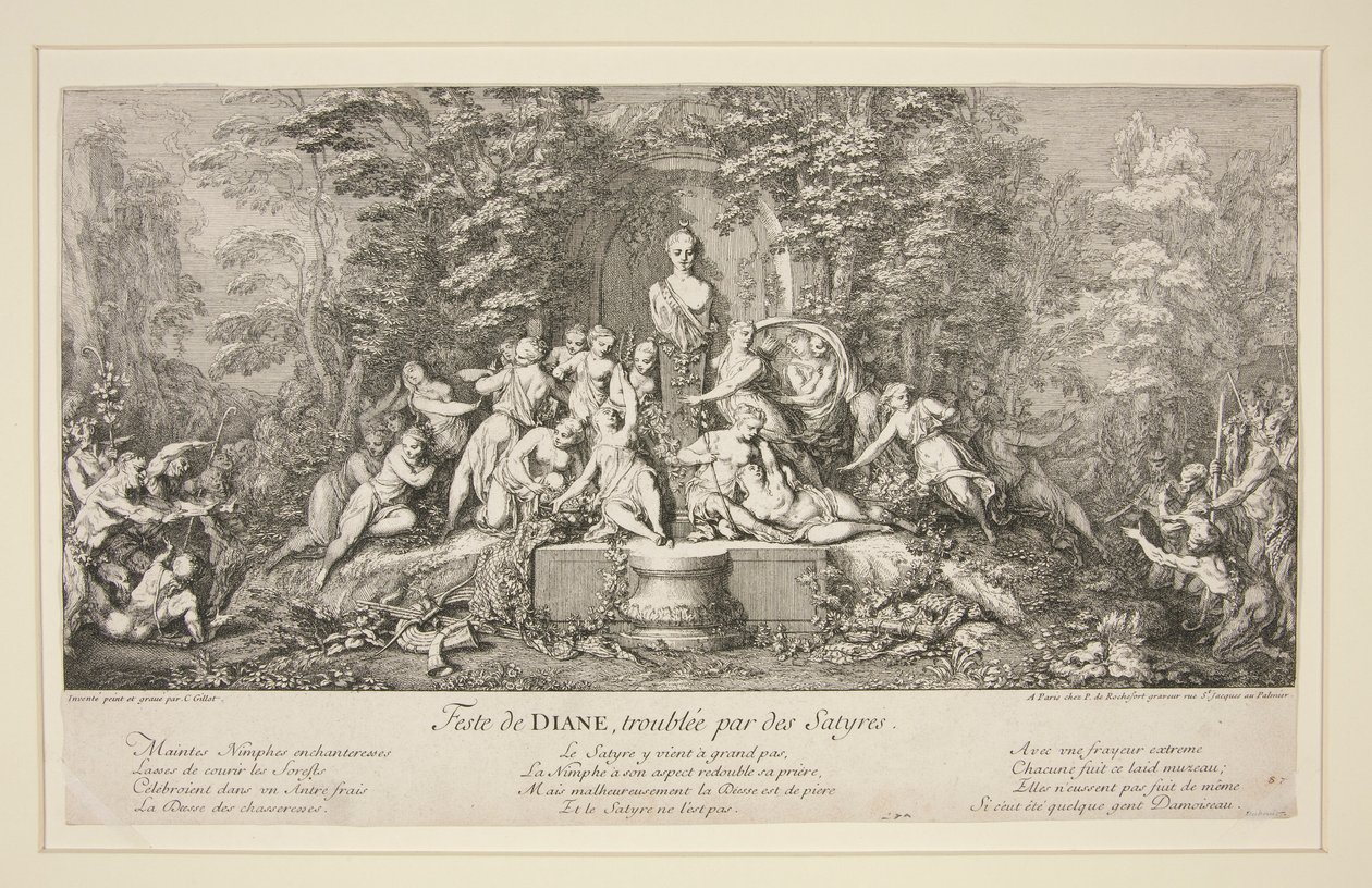 Fiesta de DIANA, perturbada por Sátiros de Claude Gillot
