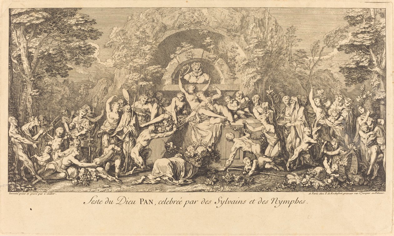 Fiesta del dios Pan celebrada por silvanos y ninfas de Claude Gillot