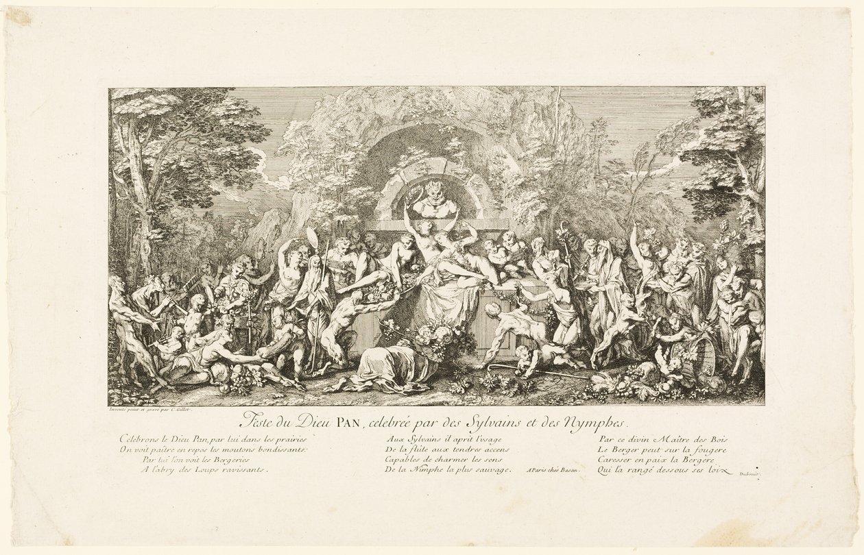 Fiesta del Dios Pan, celebrada por los silvanos de Claude Gillot