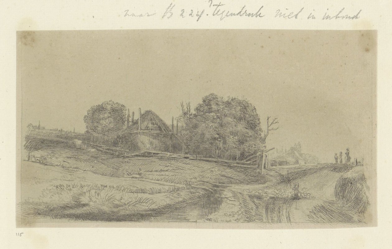 Paisaje con un pajar y un rebaño de ovejas Recueil de quatre-vingt-cinq estampes originales (título de la serie) de Claude Henri Watelet