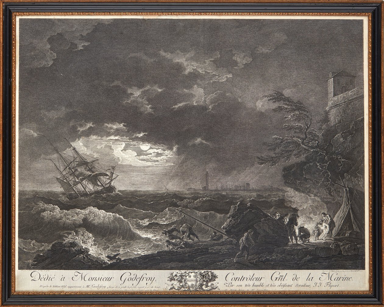Grabados de acero franceses de Claude Joseph (after) Vernet