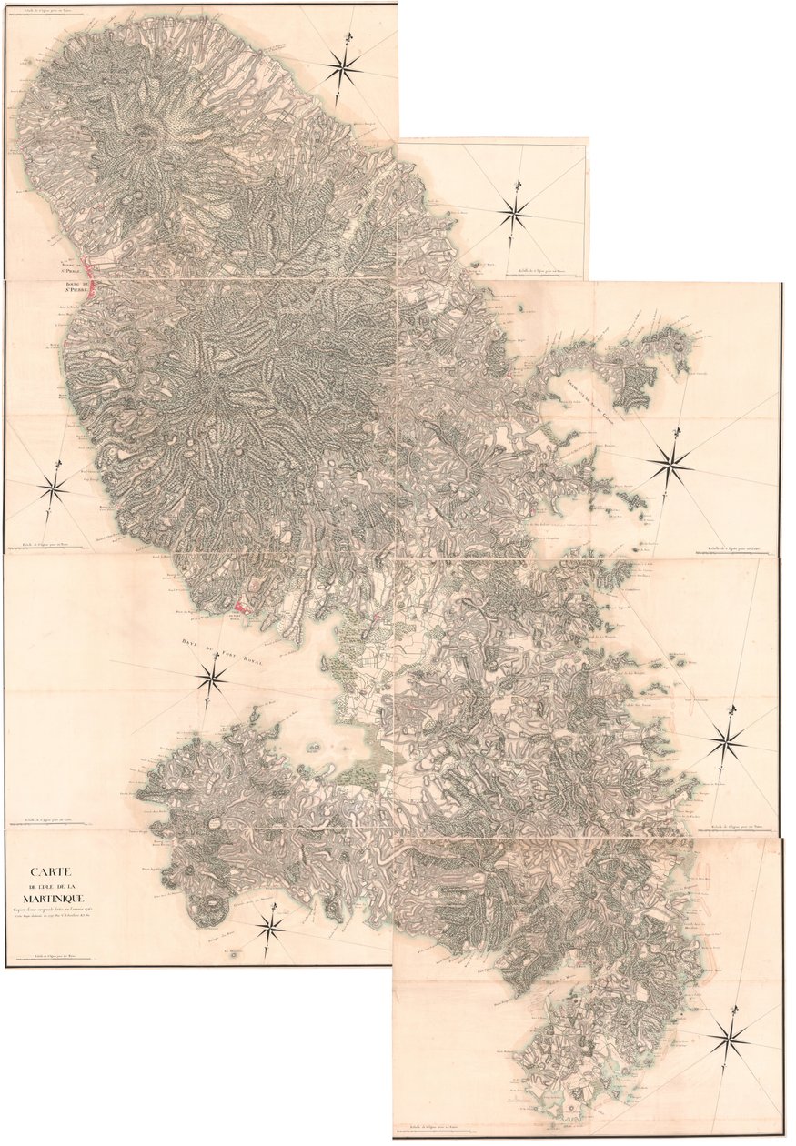 Mapa de la isla de Martinica, copiado de un original realizado en el año 1763. Copia realizada en 1797 por C.J. Sauthier a la edad de 60 años. de Claude Joseph Sauthier