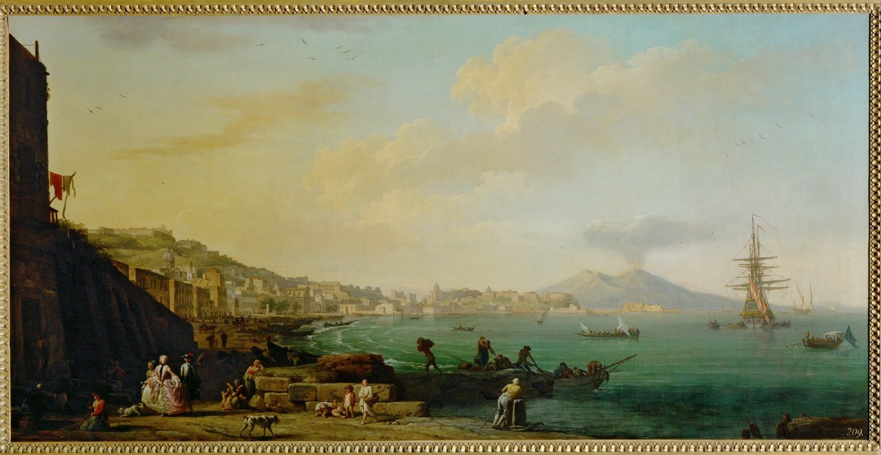 Una vista de Nápoles y el Vesubio ... de Claude Joseph Vernet