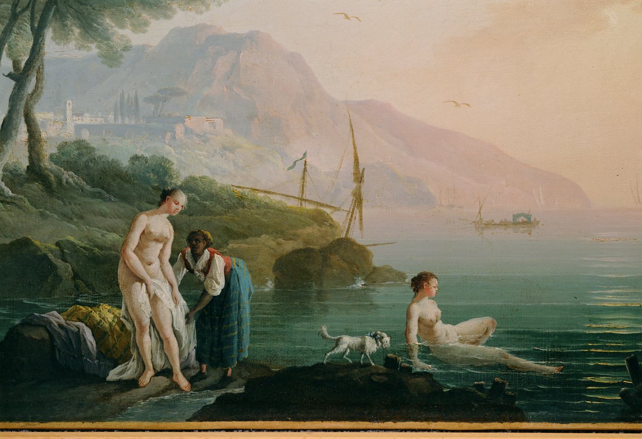 Bañistas en la orilla del mar ... (pintura sobre lienzo) de Claude Joseph Vernet
