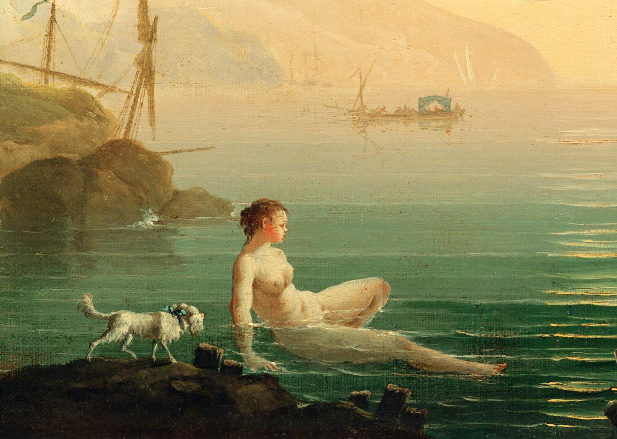 Bañistas en la orilla del mar ... (pintura sobre lienzo) de Claude Joseph Vernet