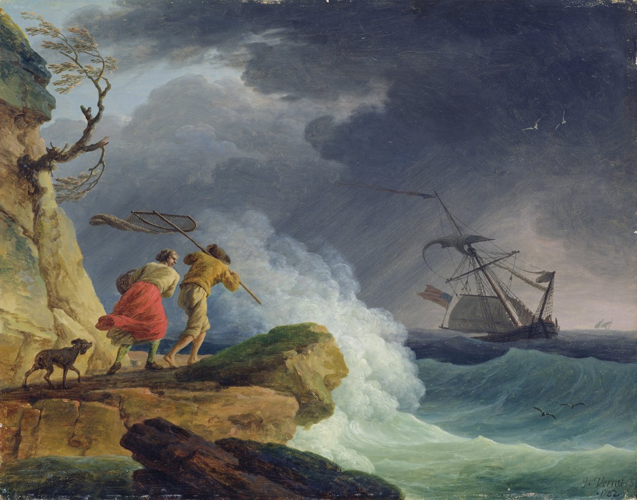 Escena costera en una tormenta, 1782 de Claude Joseph Vernet