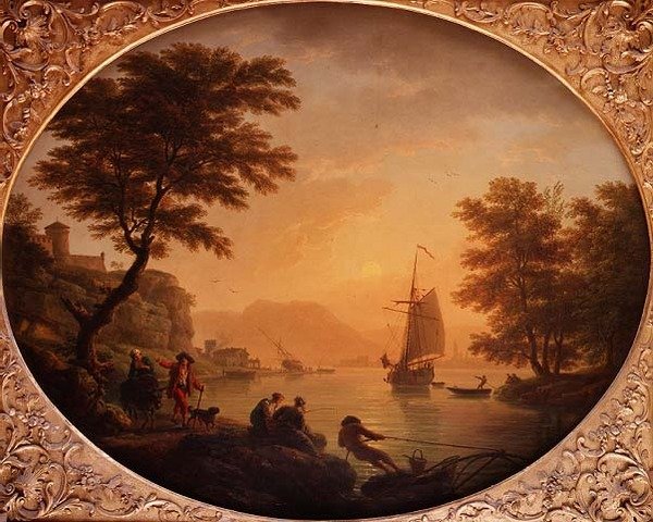 Día - Una ensenada rocosa italianizante con pescadores de Claude Joseph Vernet