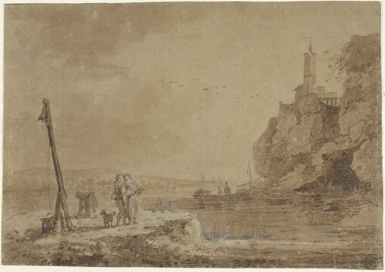Pequeño puerto bajo acantilados de Claude Joseph Vernet