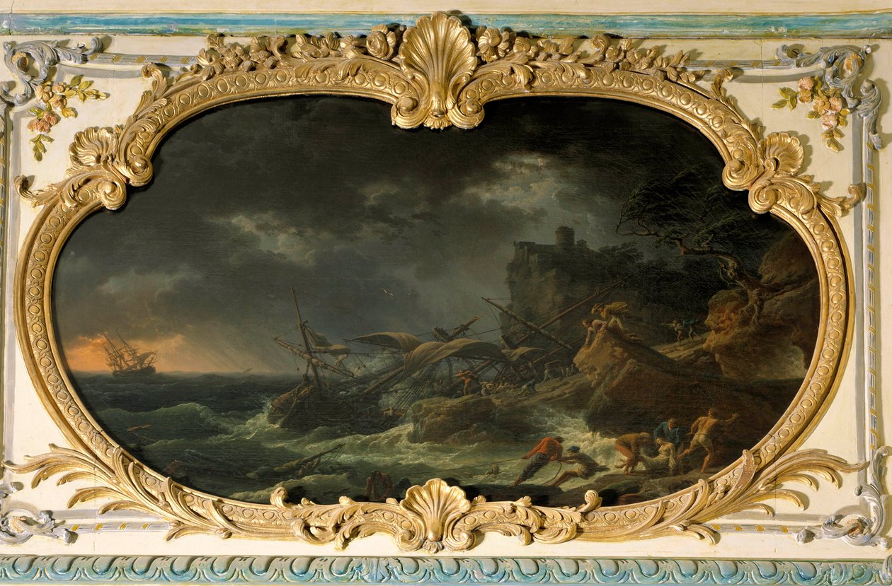 Las Cuatro Partes del Día: el Sur o la Tempestad. Barcos durante un naufragio en un mar seco. Pintura de Joseph Vernet (1714-1789) 1762. Dim. 0,85x1,35 m de Claude Joseph Vernet
