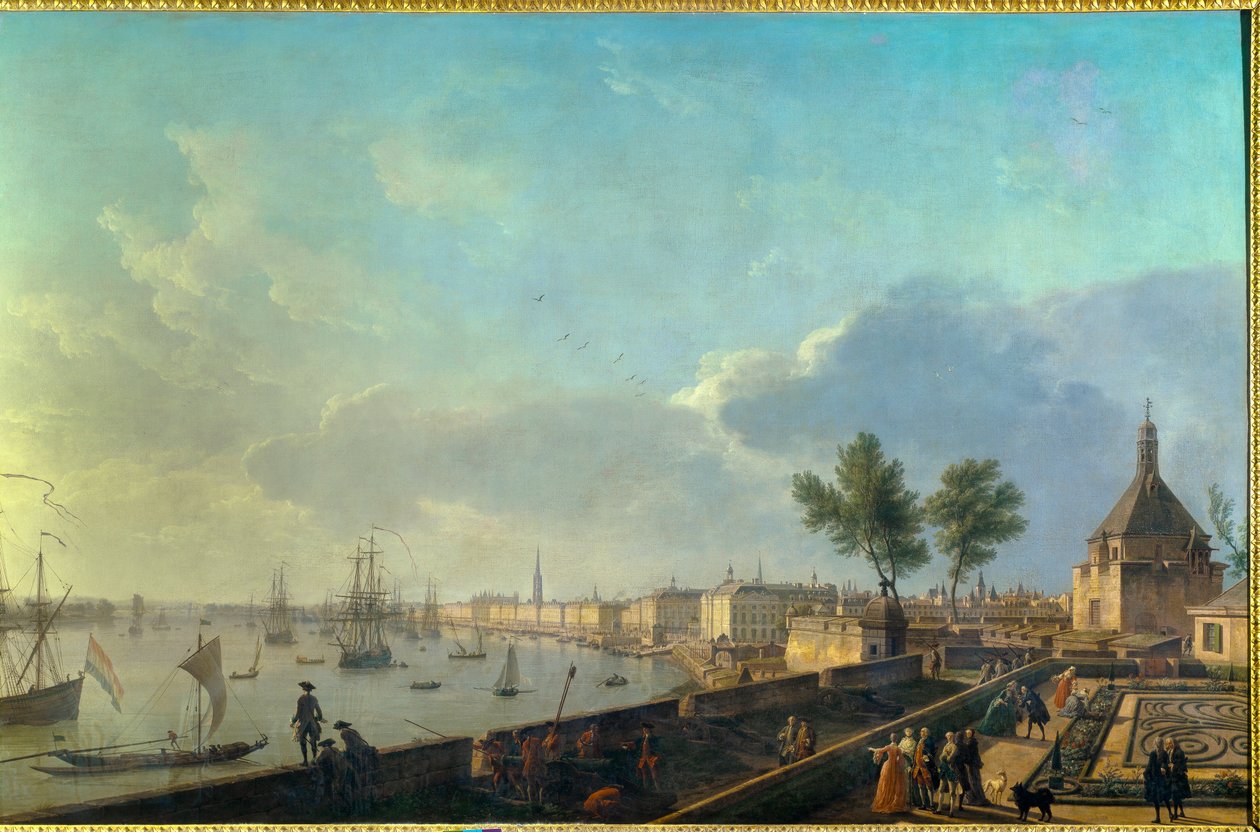 El puerto de Burdeos con las murallas. Pintura de Joseph Vernet (1714-1789) siglo XVIII. París. Museo Marítimo de Claude Joseph Vernet