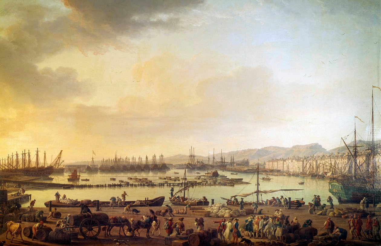 Vista del puerto de Toulon. Pintura de Joseph Vernet (1714-1789) Siglo XVIII. París, Museo de la Marina de Claude Joseph Vernet