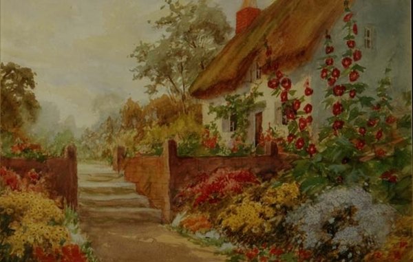 Escena de jardín de cabaña de Claude Leighton Fisher