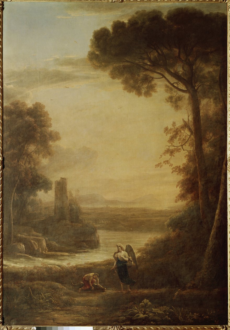Paisaje con Tobías y el Arcángel Rafael (1639, óleo sobre lienzo). de Claude Lorrain