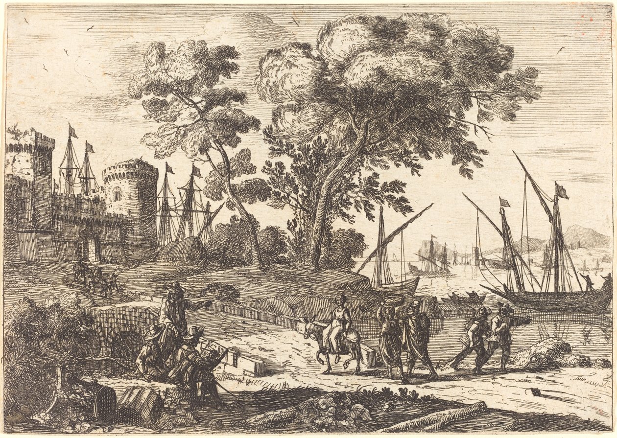 Escena costera con un artista (Le dessinateur) de Claude Lorrain