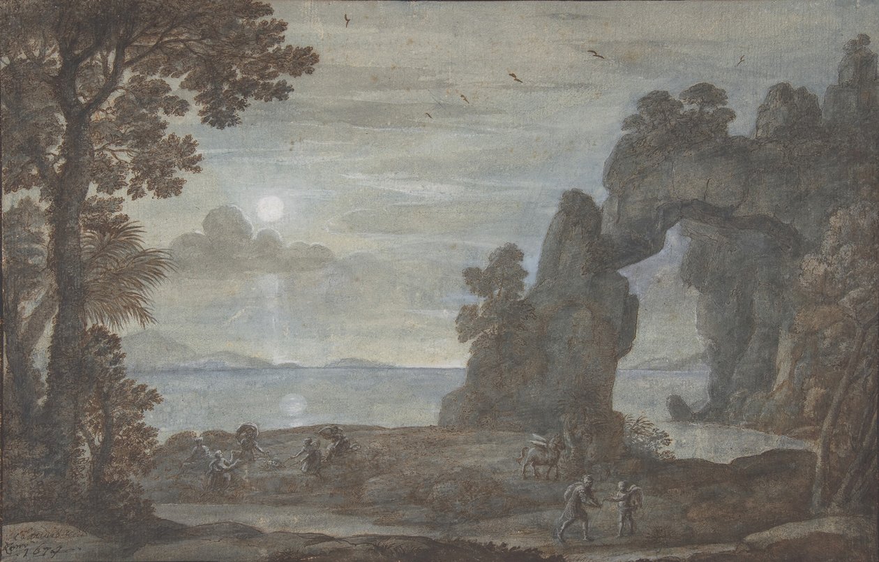 Vista de la Costa con Perseo y el Origen del Coral, 1674 de Claude Lorrain
