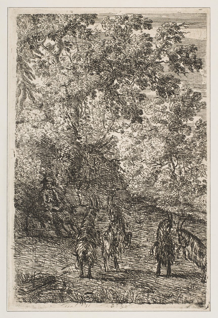 Cuatro cabras Sección izquierda de Las cabras de Claude Lorrain