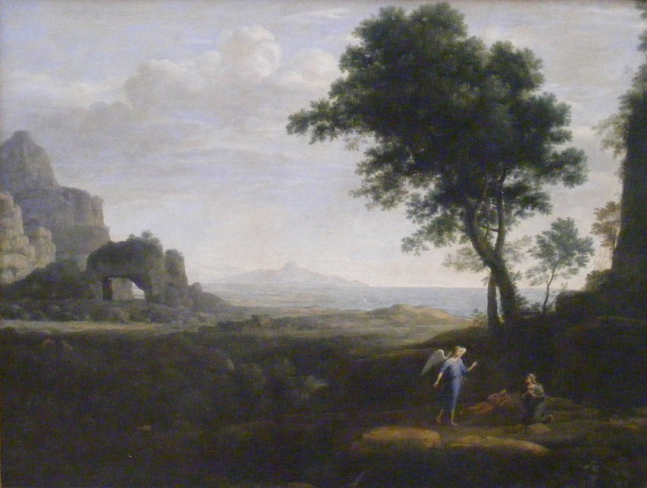Alemán: Hagar und Ismael in der Wüste Agar e Ismael en el desierto de Claude Lorrain