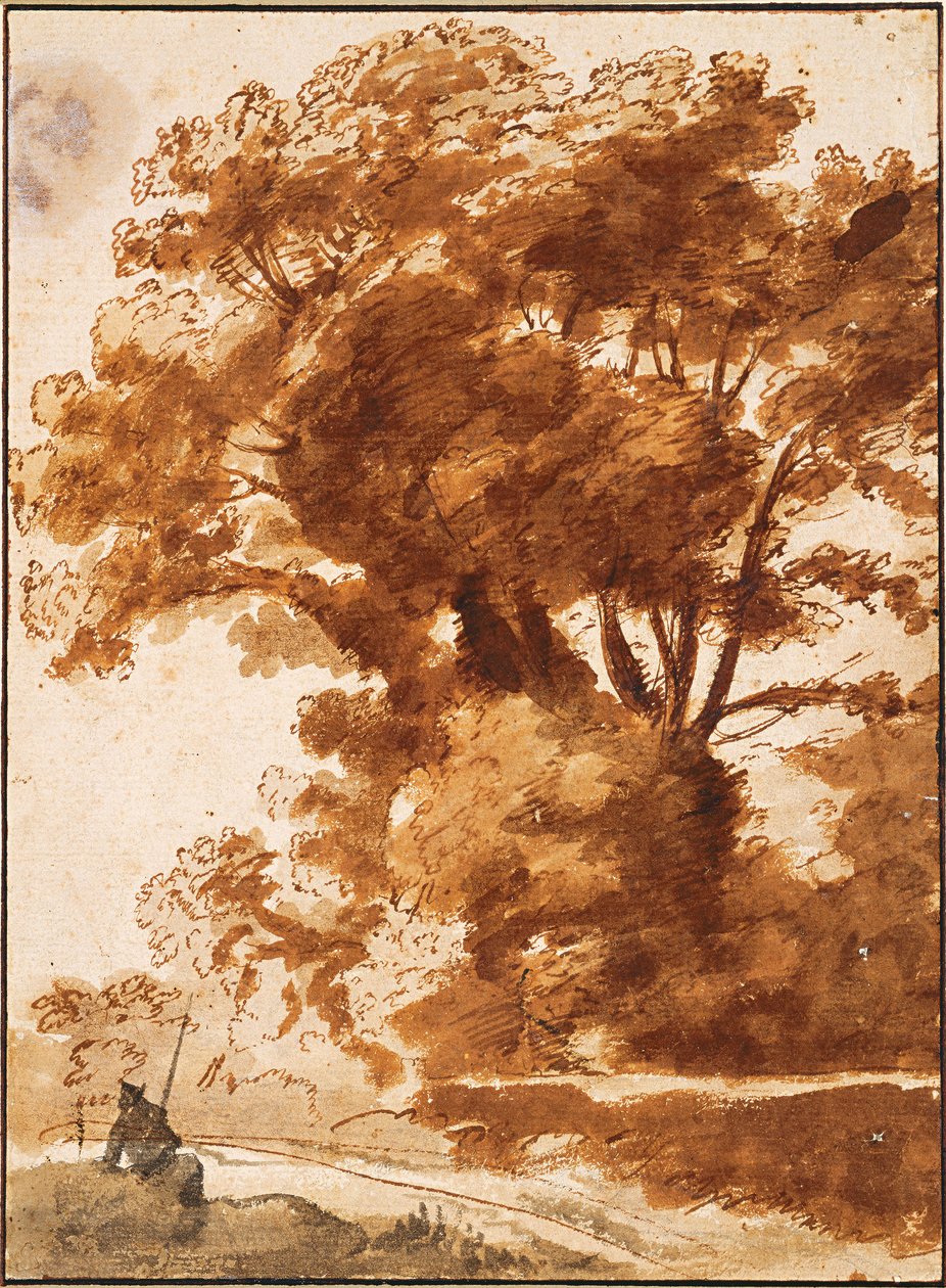 Grupo de Árboles y Pastor Descansando, 1630s de Claude Lorrain