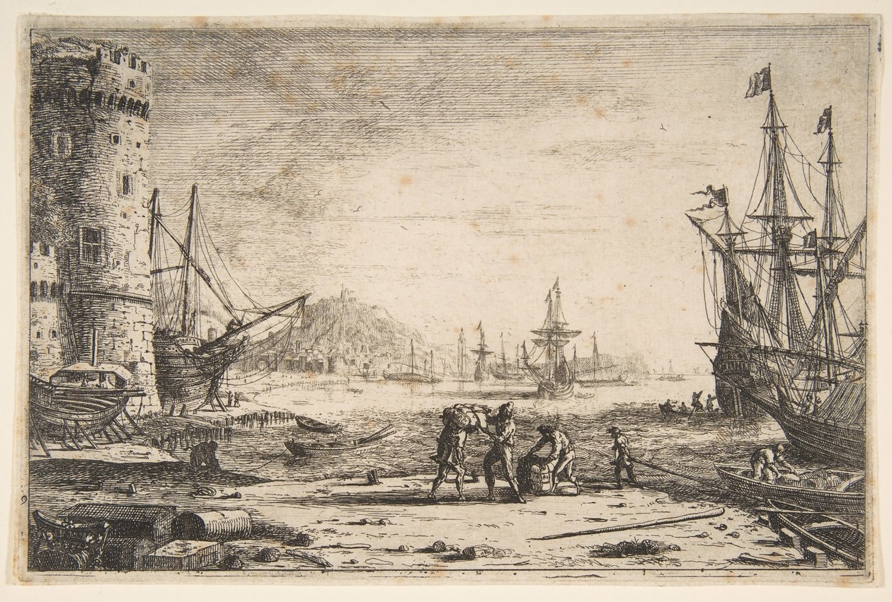 Puerto con una gran torre, ca. 1641 de Claude Lorrain