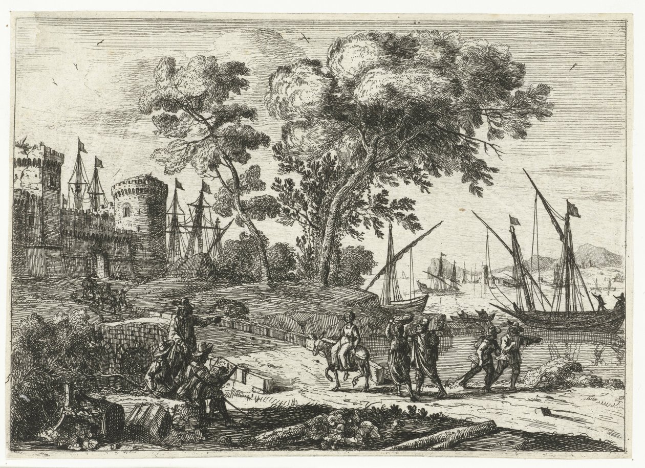 Artista trabajando en un paisaje de Claude Lorrain