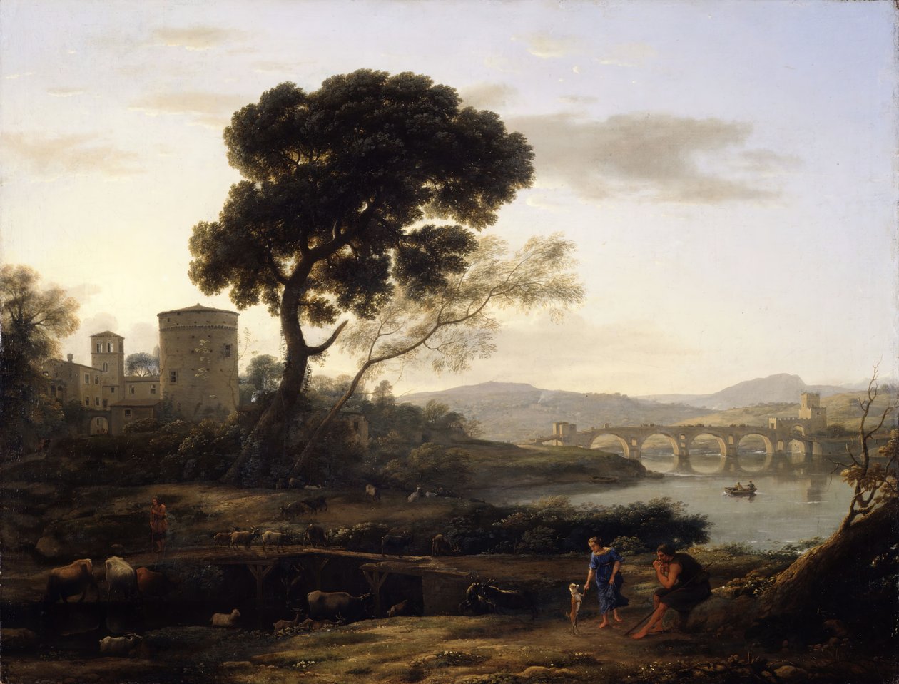 Paisaje cerca de Roma con vista del Ponte Molle, 1645 de Claude Lorrain