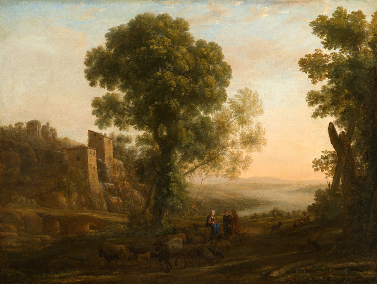 Paisaje con Campesinos Regresando con sus Rebaños de Claude Lorrain